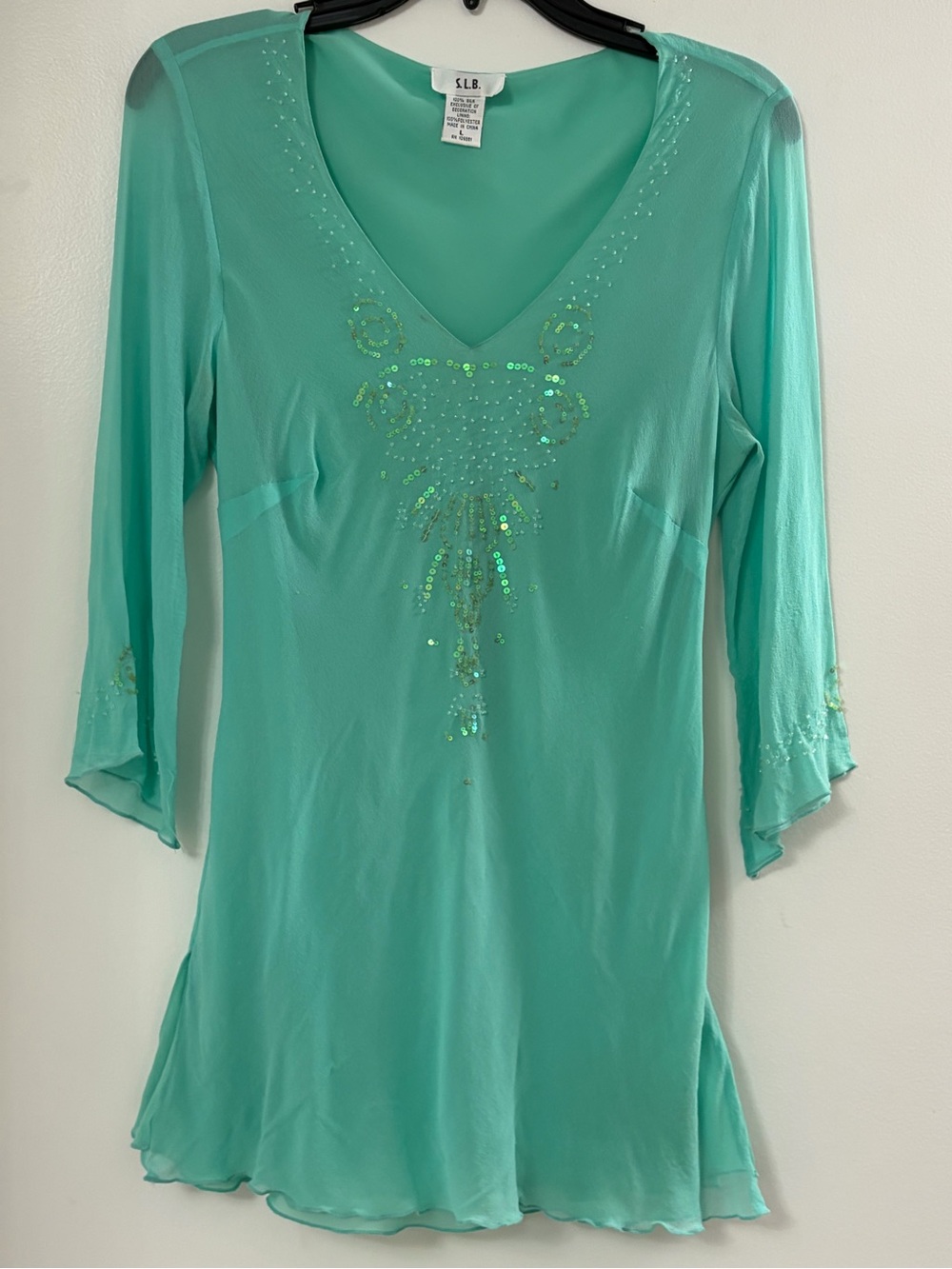 Women's Mint Green Silk Top